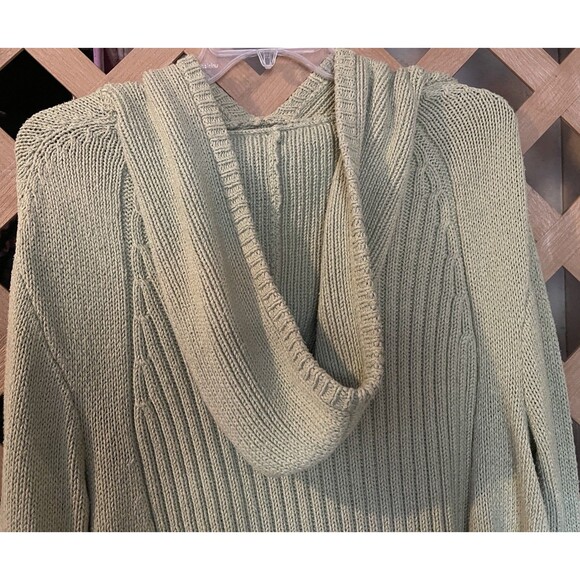 EILEEN FISHER Thyme Silk Blend Cable Knit Hooded Pull-over Lagenlook Sweater XL - Picture 9 of 11